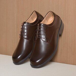 Men's Dark/Brown Classic Lace-up Cushioned Round-toe Formal Oxford Dress Shoes